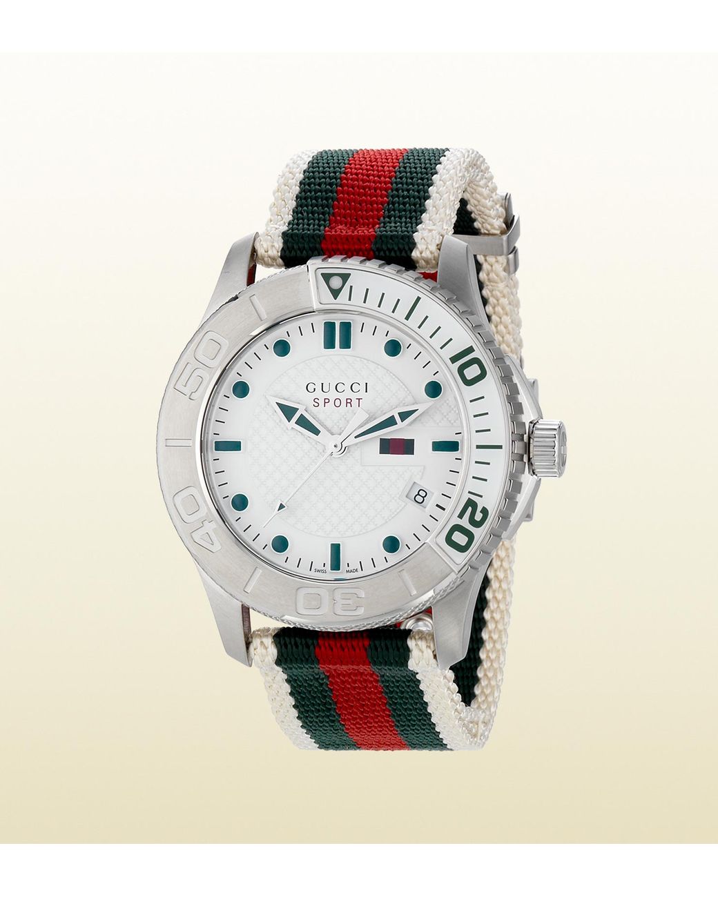 Gucci G-timeless Sport Extra Large Stainless Steel And Web Watch