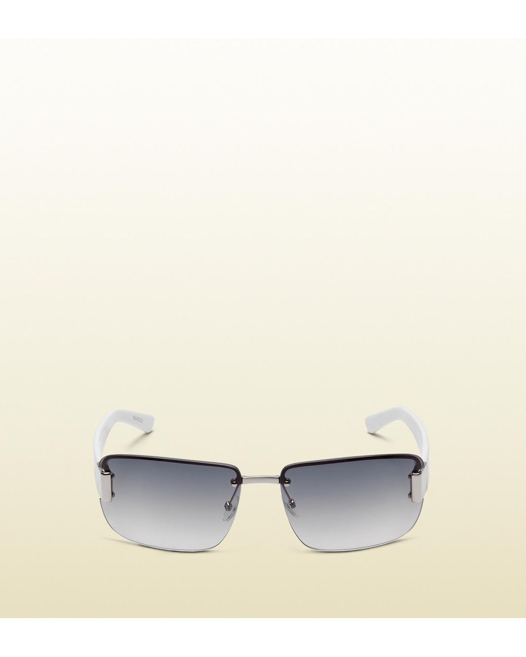 Gucci Medium Rimless Sunglasses With Logo And Signature Web Detail On  Temple in White for Men | Lyst