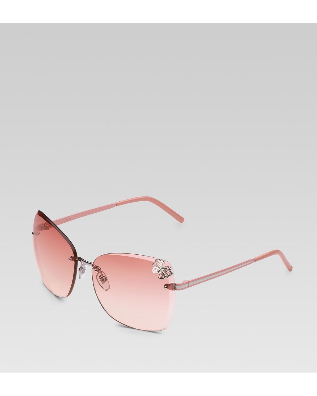 Gucci Medium Butterfly Frame Sunglasses with Small Filigree Butterfly On  Lens and Gucci Logo On Temples in Pink | Lyst