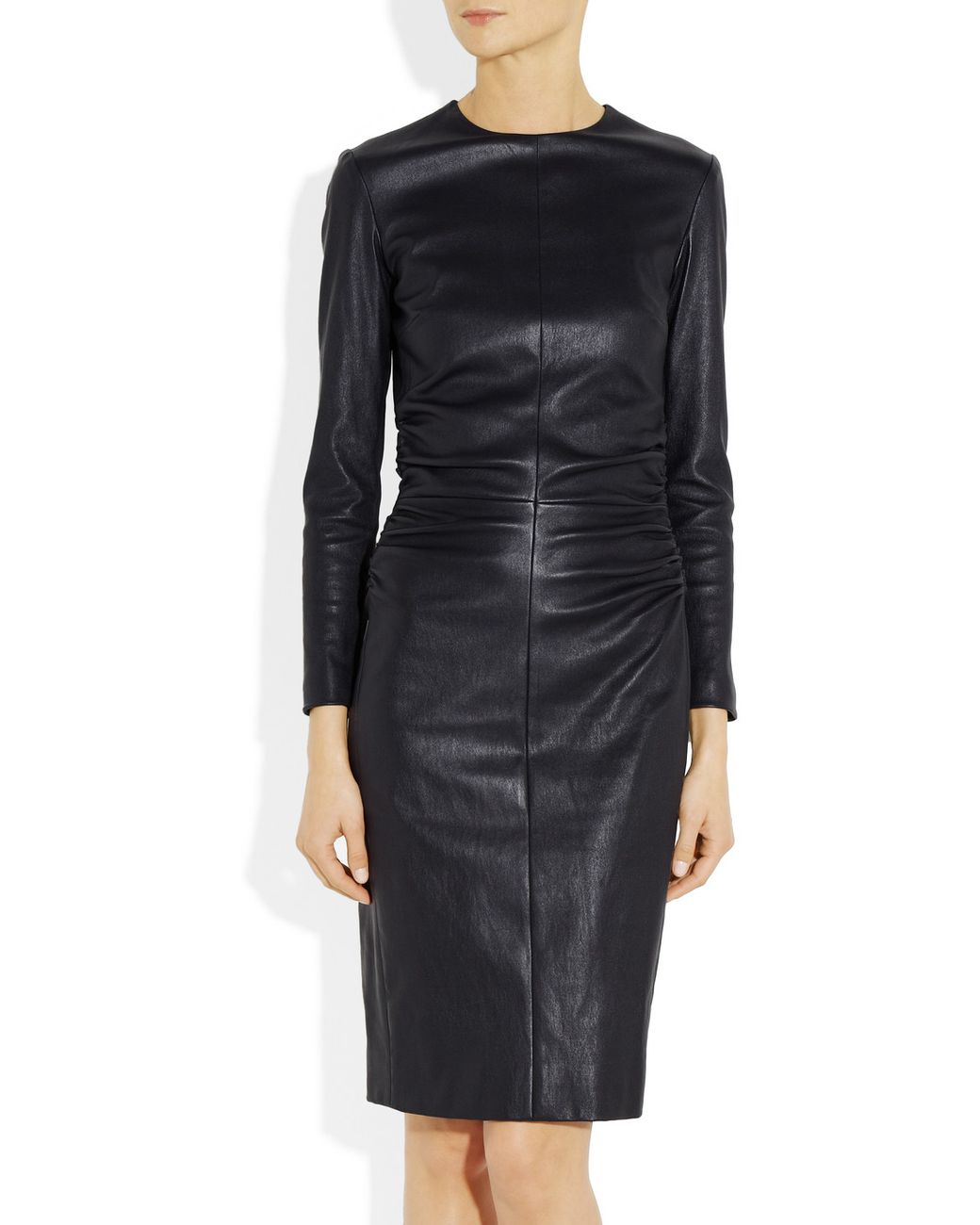 The Row Risting Ruched Leather Dress in Black Lyst Canada