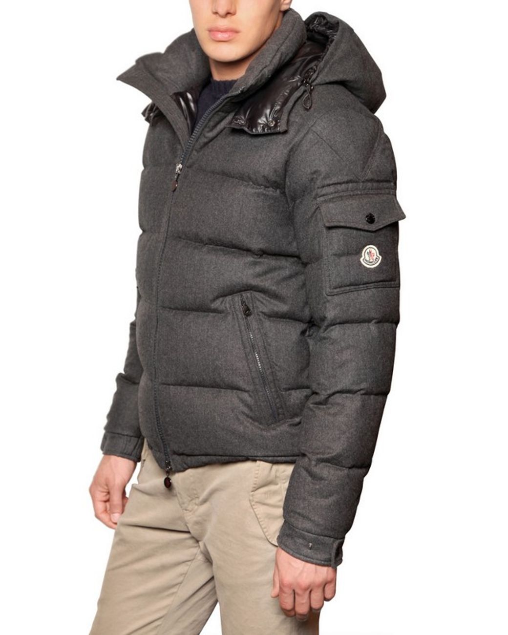 Moncler Montgenevre Wool Down Jacket in Gray for Men | Lyst