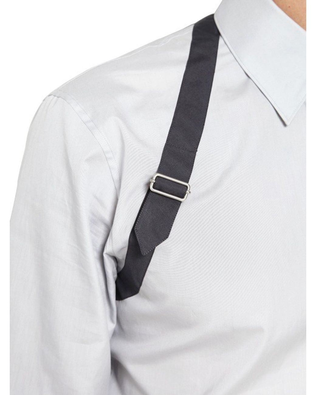 Alexander McQueen Shoulder Belt Cotton Poplin Shirt in Gray for Men | Lyst