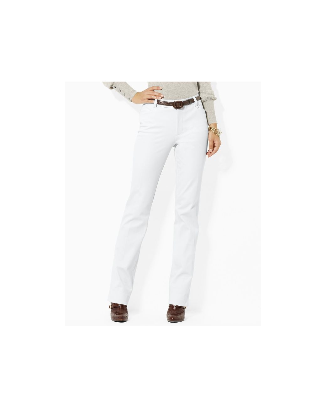 Lauren by Ralph Lauren Adelle Straight Leg Pants in White | Lyst