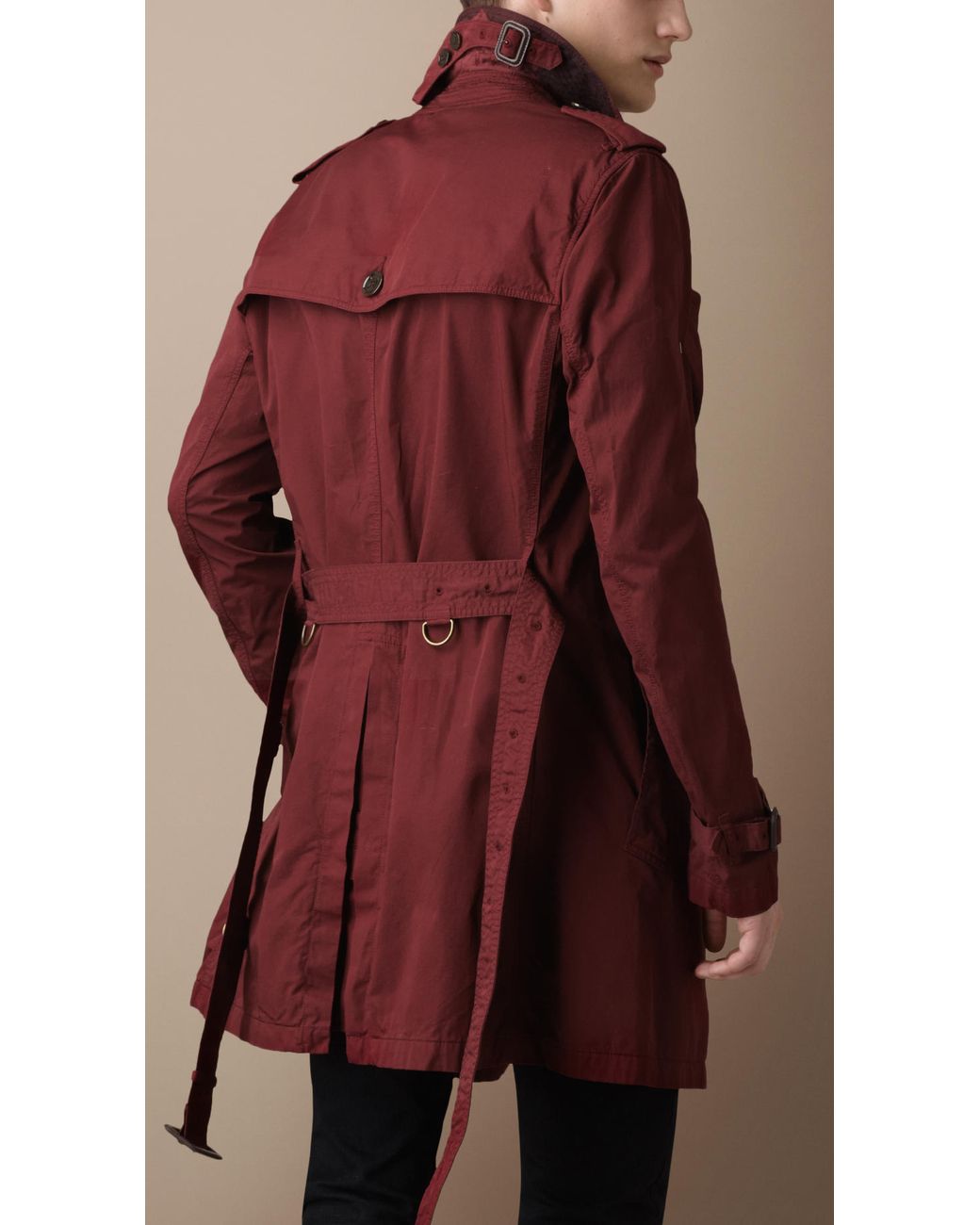 Red trench store coat men
