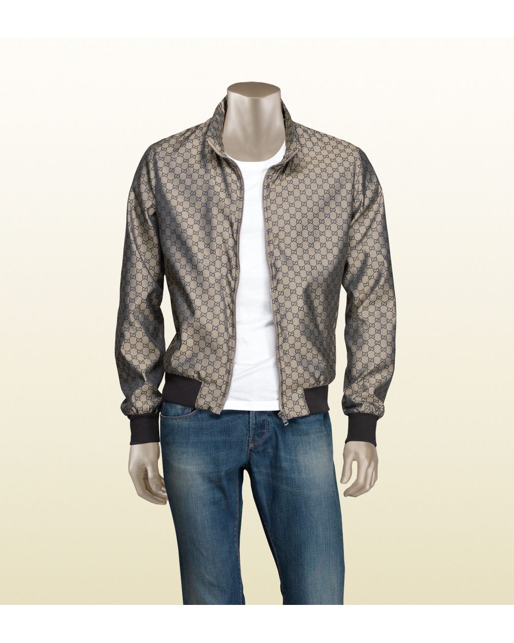 Gucci Gg Pattern Nylon Jacket in Blue for Men | Lyst