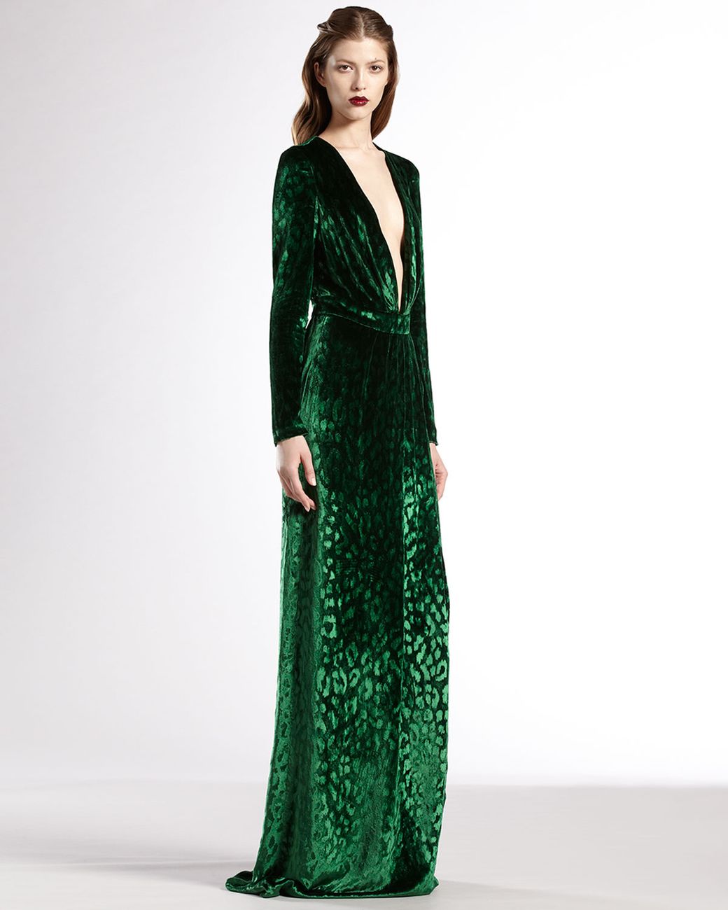 gucci green velvet dress Deep Vneck Gown in CL13681505908