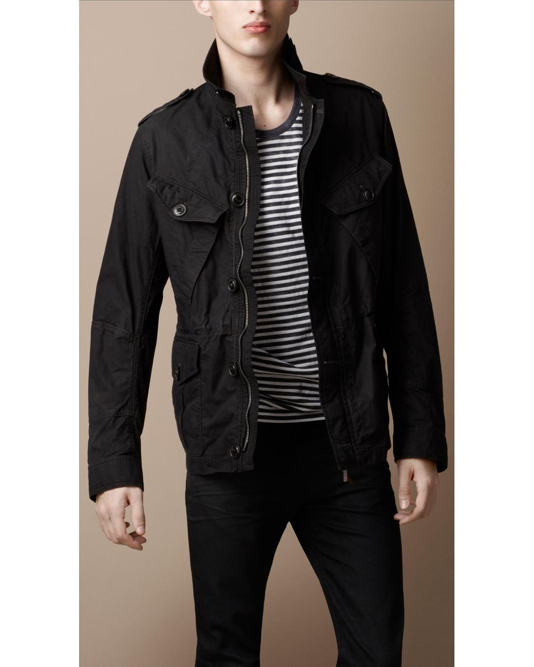 Burberry Brit Heritage Cotton Field Jacket in Black for Men | Lyst