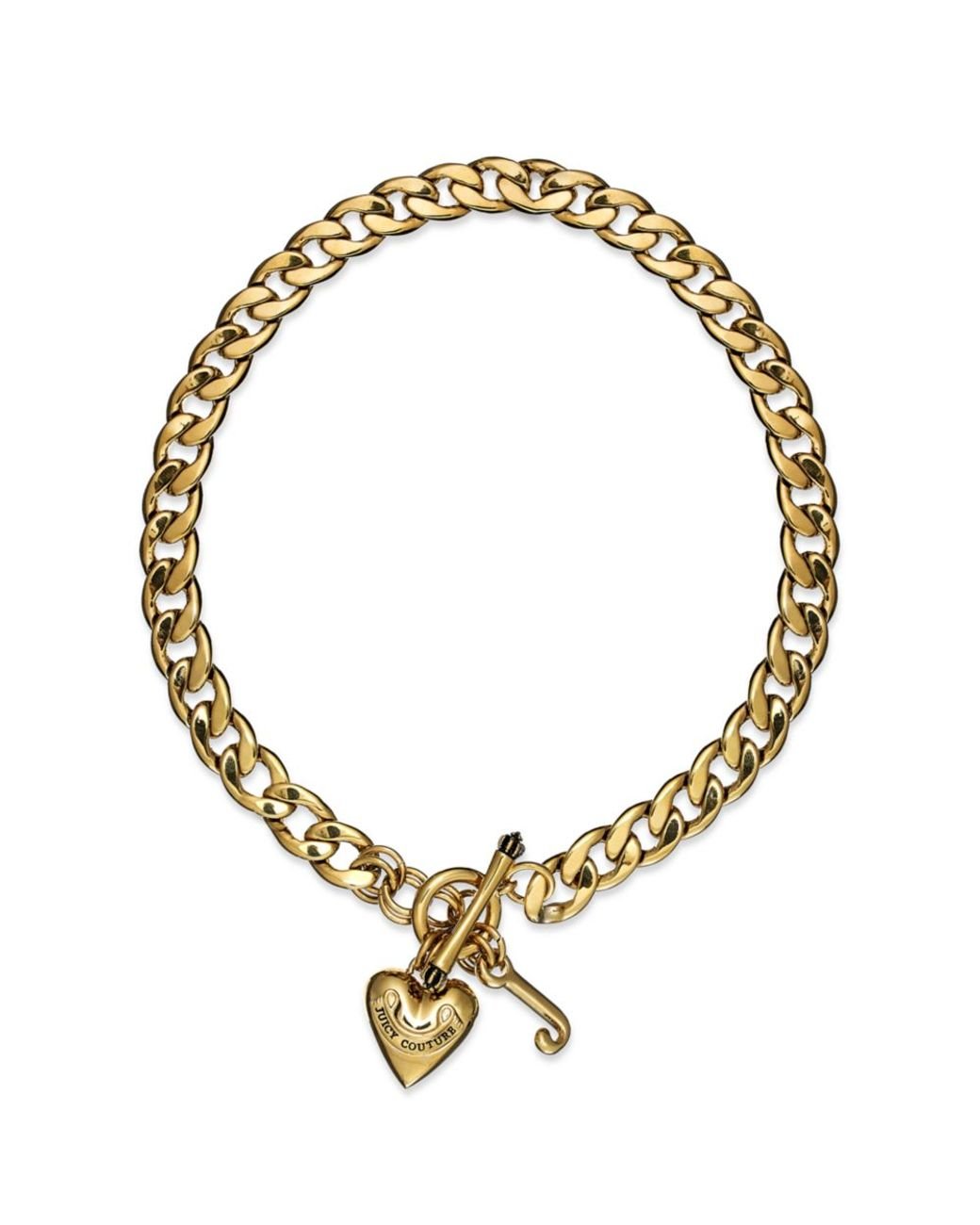 Juicy Couture Gold Tone Heart Charm Starter Collar Necklace in Metallic