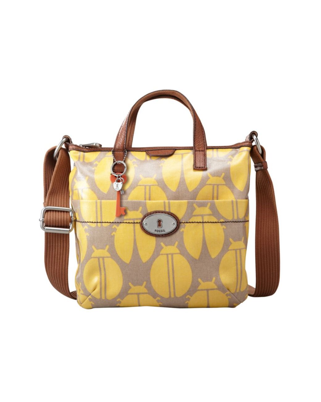 Fossil Vintage Keyper Coated Canvas Crossbody Bag in Yellow Lyst
