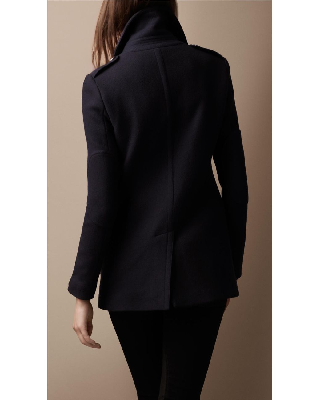 Burberry Brit Classic Wool Pea Coat in Navy (Blue) | Lyst