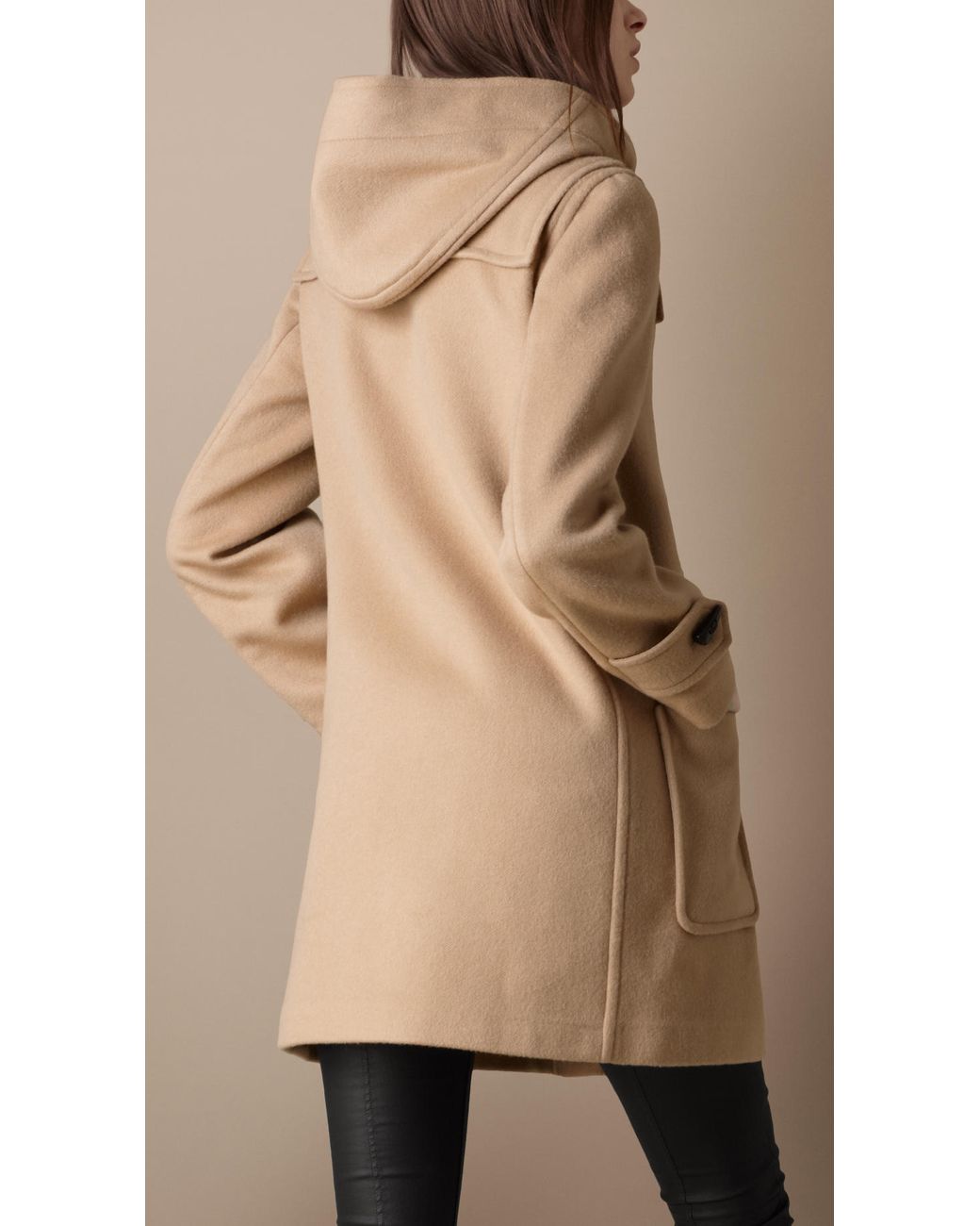 Burberry Brit Check Lined Duffle Coat in Natural | Lyst