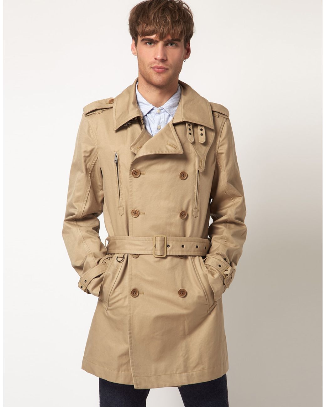 DIESEL Double-Breasted Denim Trench Coat