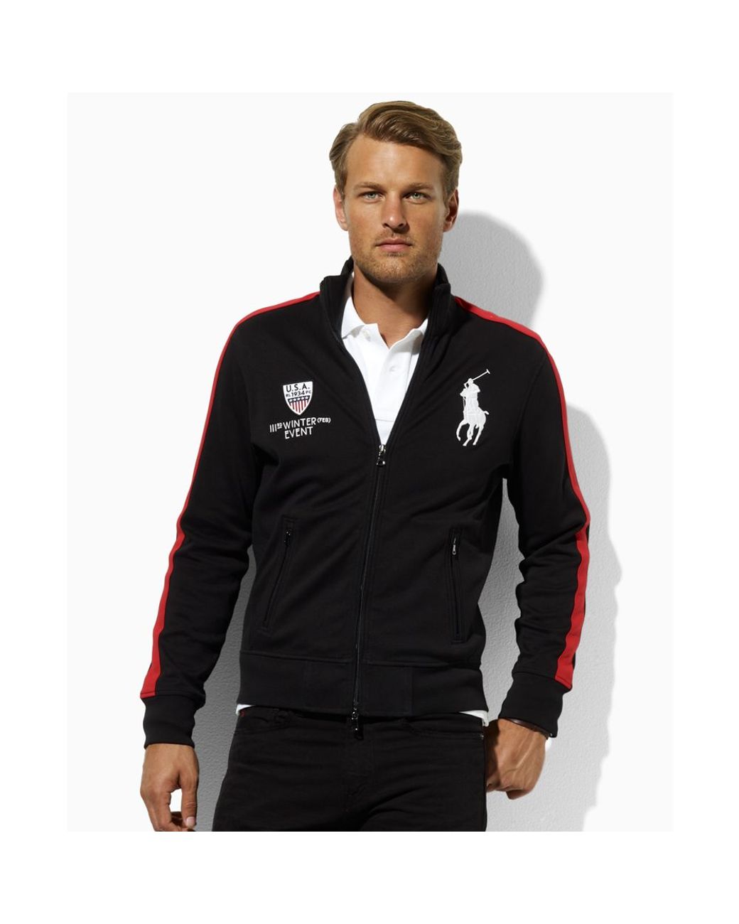 Ralph Lauren Big Pony Track Jacket in Black for Men | Lyst