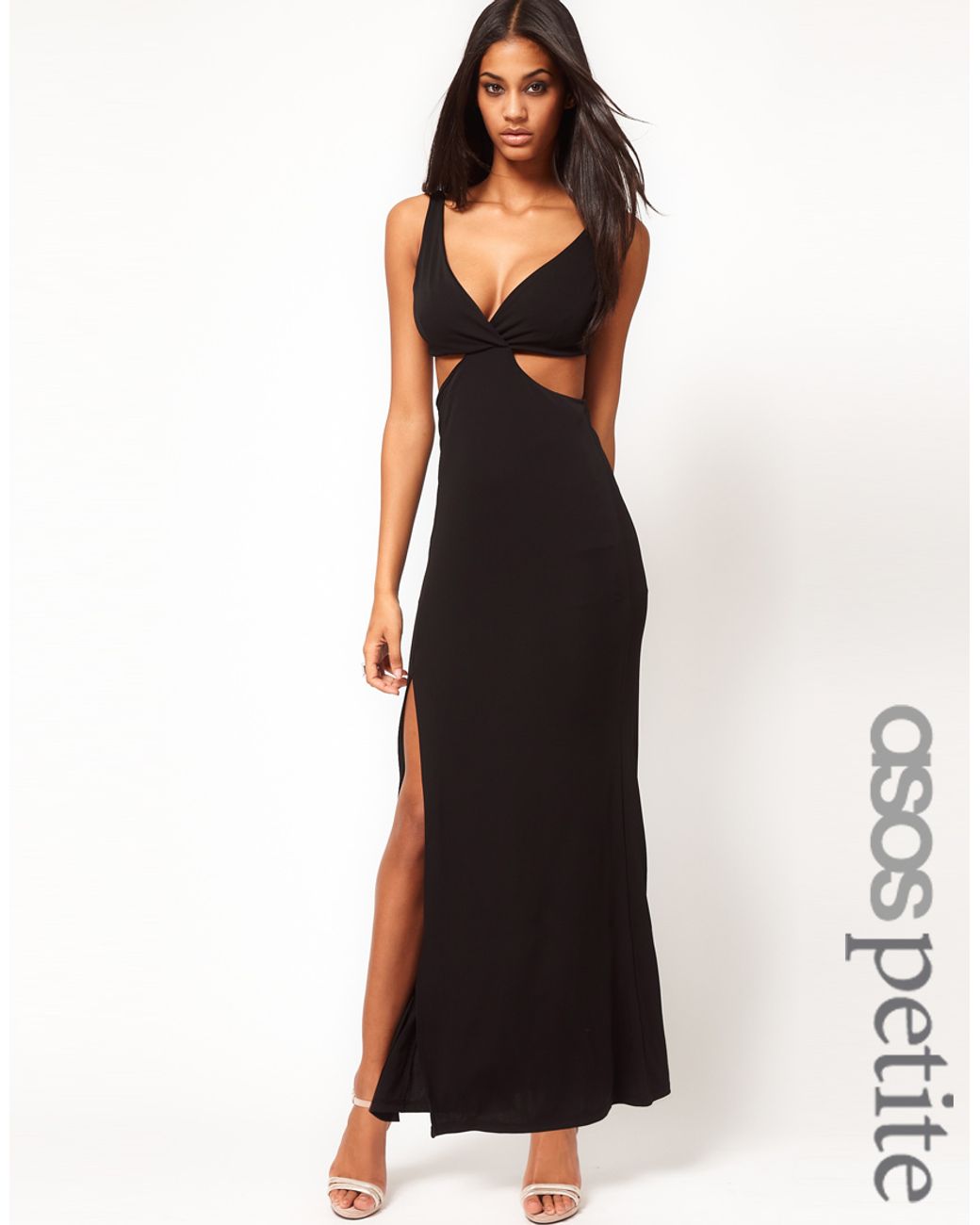 ASOS Maxi Dress with Cut Out Sides and Sexy Split in Black | Lyst