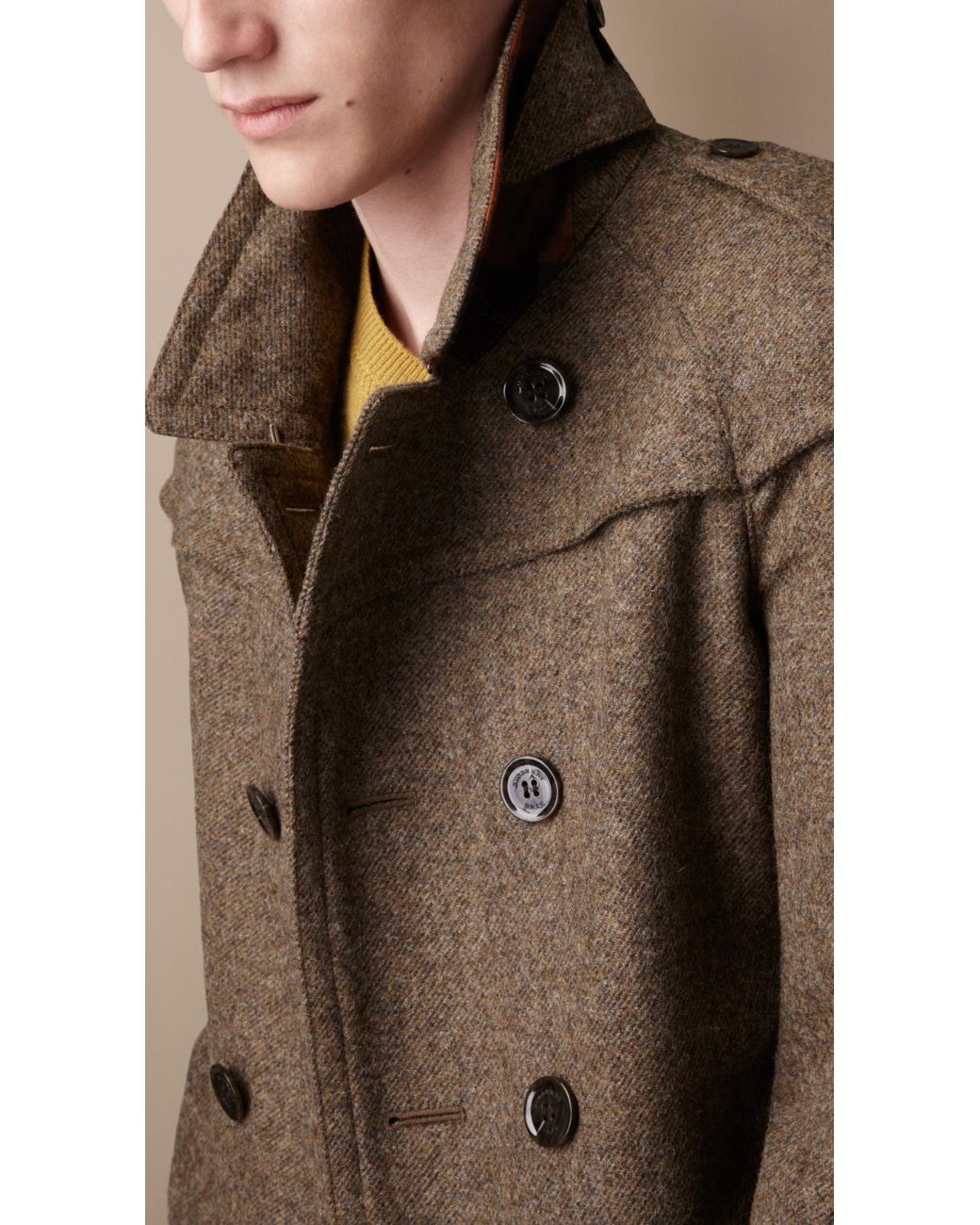 Burberry Brit Midlength Wool Tweed Trench Coat in Brown for Men | Lyst