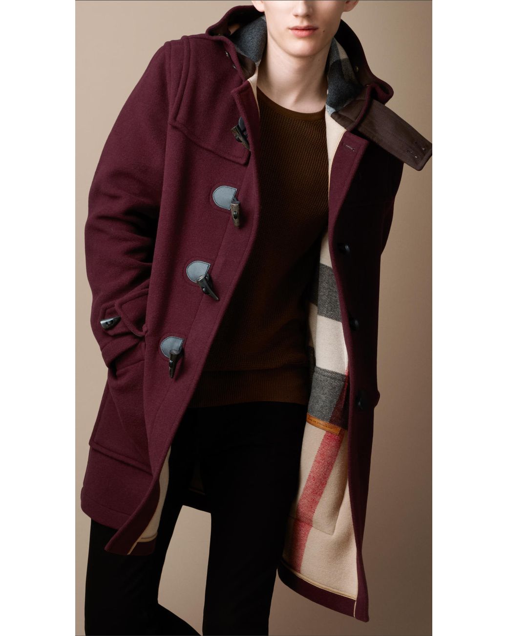 Burberry Brit Doublefaced Wool Duffle Coat in Red for Men Lyst