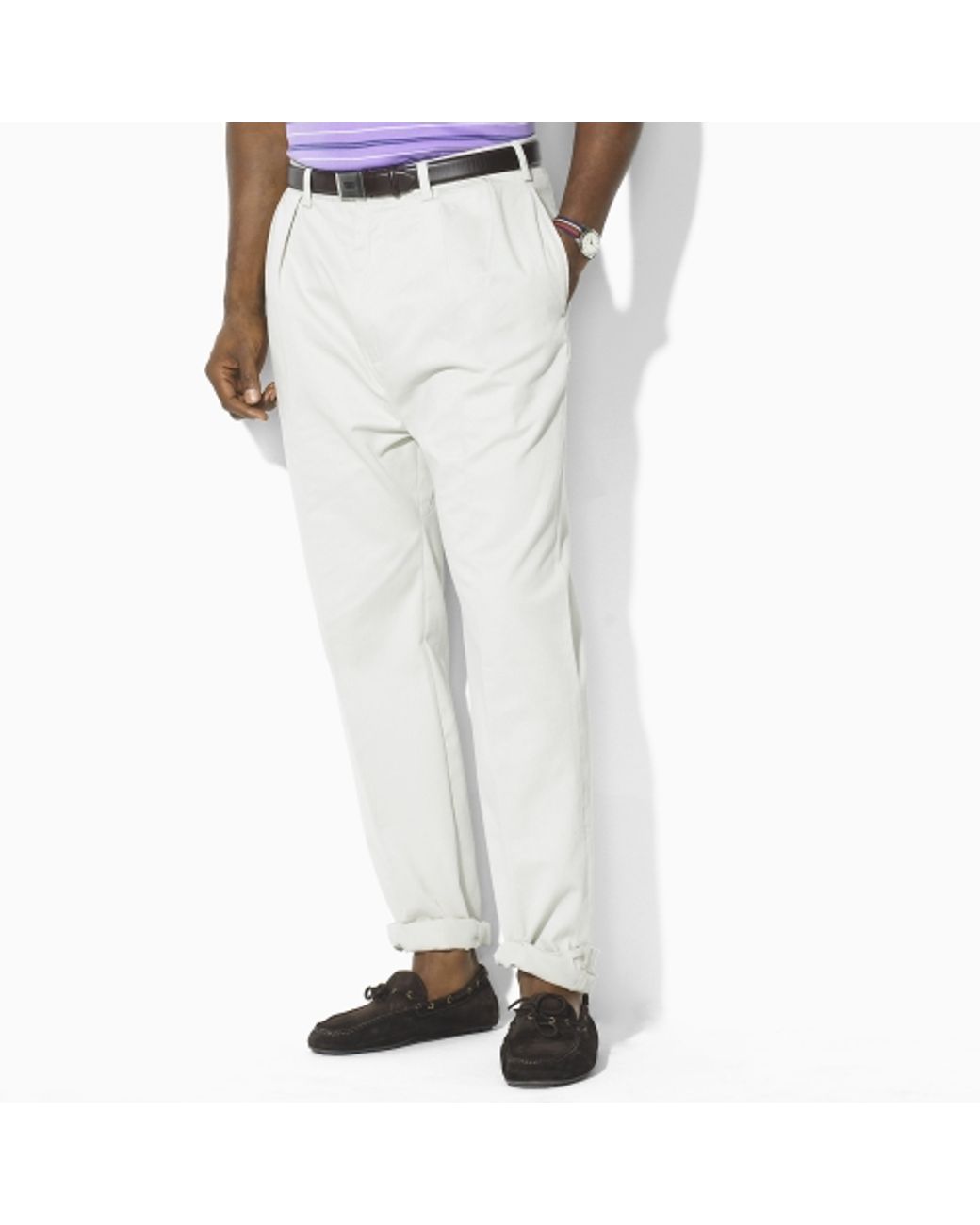 Polo Ralph Lauren Andrew Pleated Chino in White for Men | Lyst