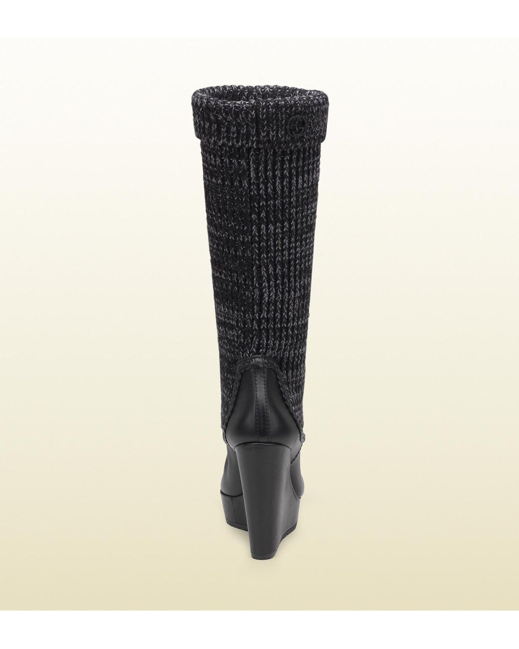 Gucci Knit Sock Wedge Boot in Black | Lyst