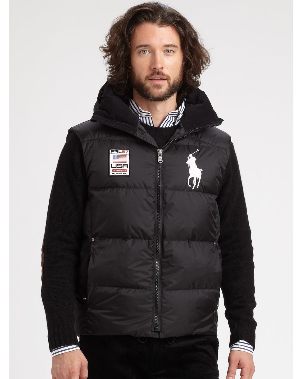 Polo Ralph Lauren Snow Polo Tyrol Down Vest in Black for Men | Lyst