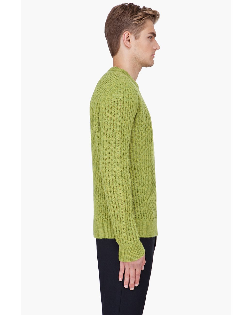 Raf Simons Lime Green Wool Knit Sweater for Men | Lyst