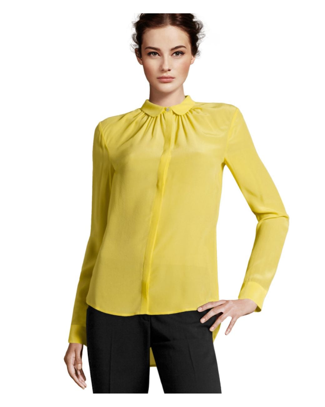 Hu0026M Silk Blouse in Yellow | Lyst
