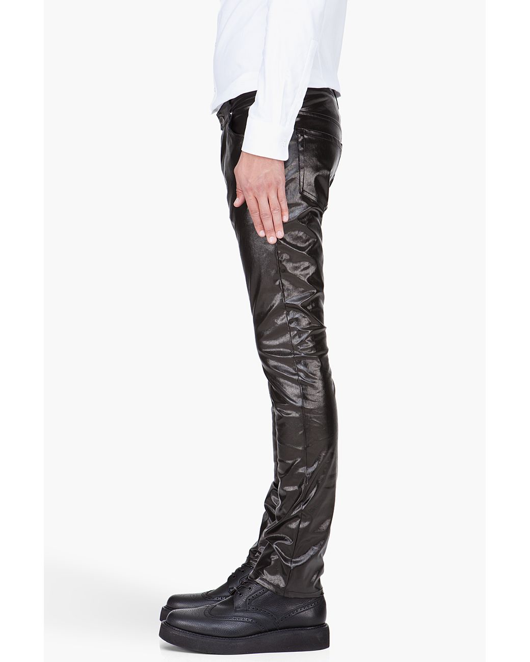 mugler leather pants