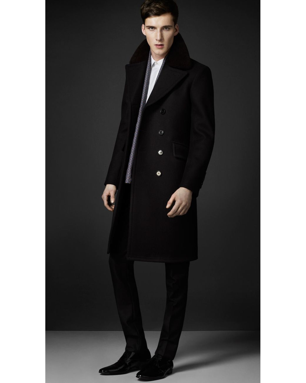 Burberry Virgin Wool Chesterfield Coat in Black for Men | Lyst