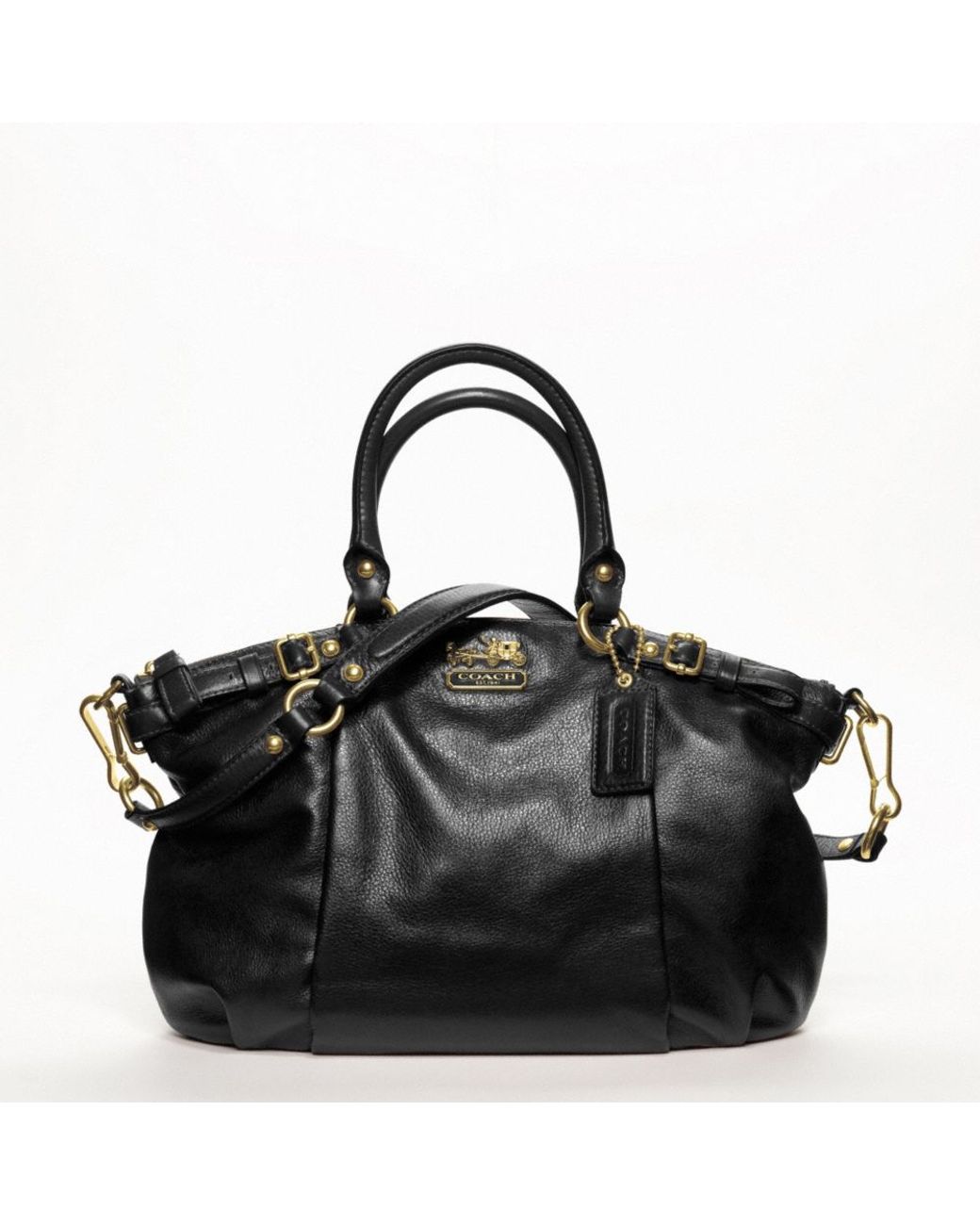 COACH Restored Madison Madeline East/west Satchel In Leather in Black