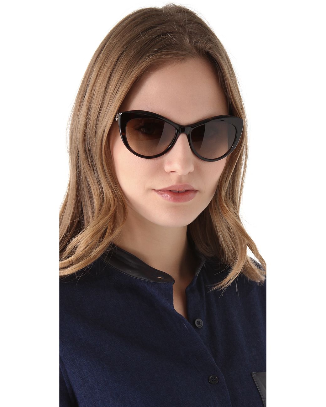 Tory Burch Oversized Cat Eye Sunglasses in Brown | Lyst