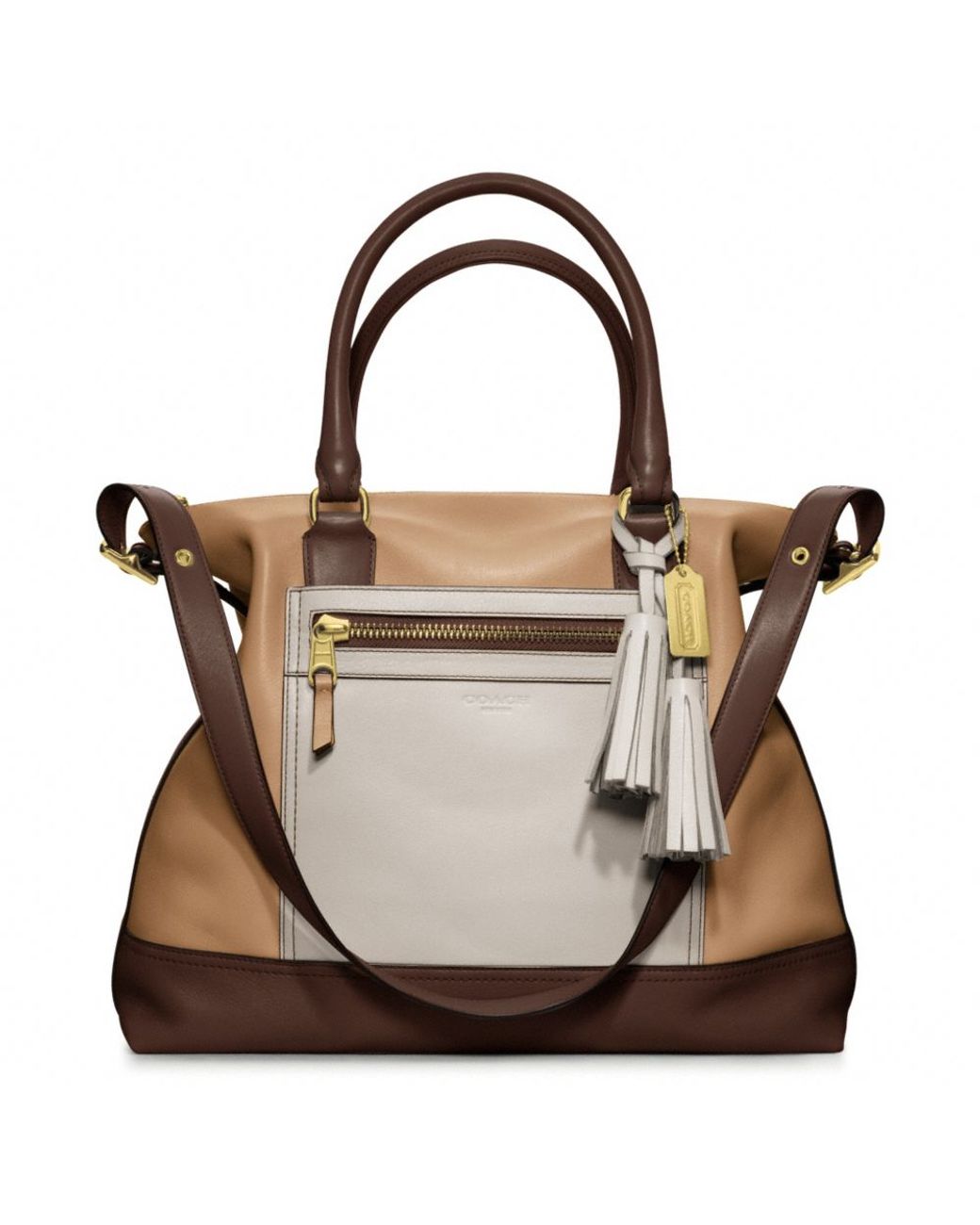 COACH Legacy Colorblock Leather Rory Satchel in Brown | Lyst