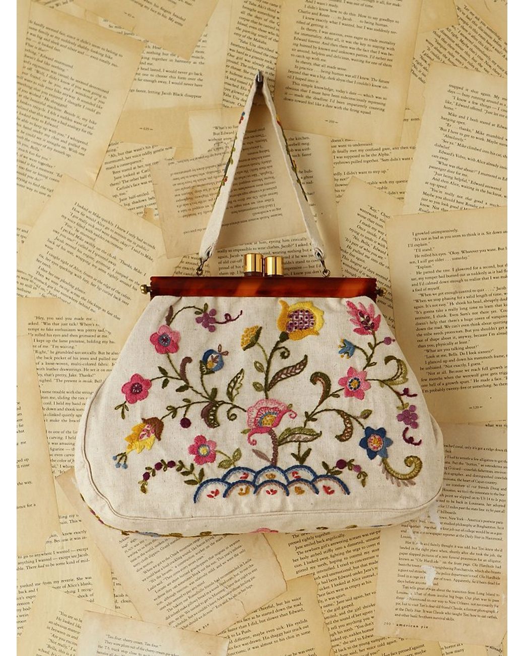 Embroidered purse sales
