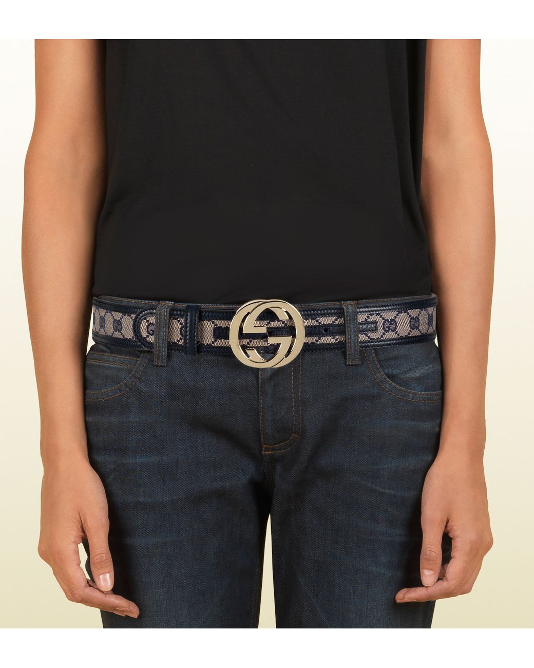 Gucci Original Gg Canvas Belt With Interlocking G Buckle in Blue | Lyst