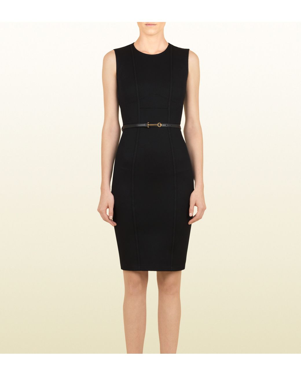 Gucci Black Shift Dress with Leather Belt Lyst UK