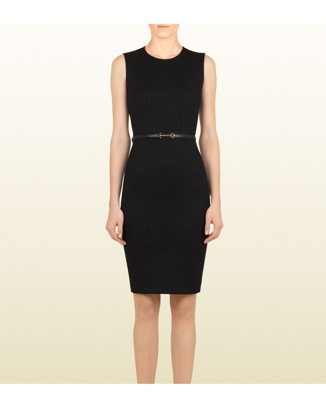 Gucci Black Shift Dress with Leather Belt | Lyst UK