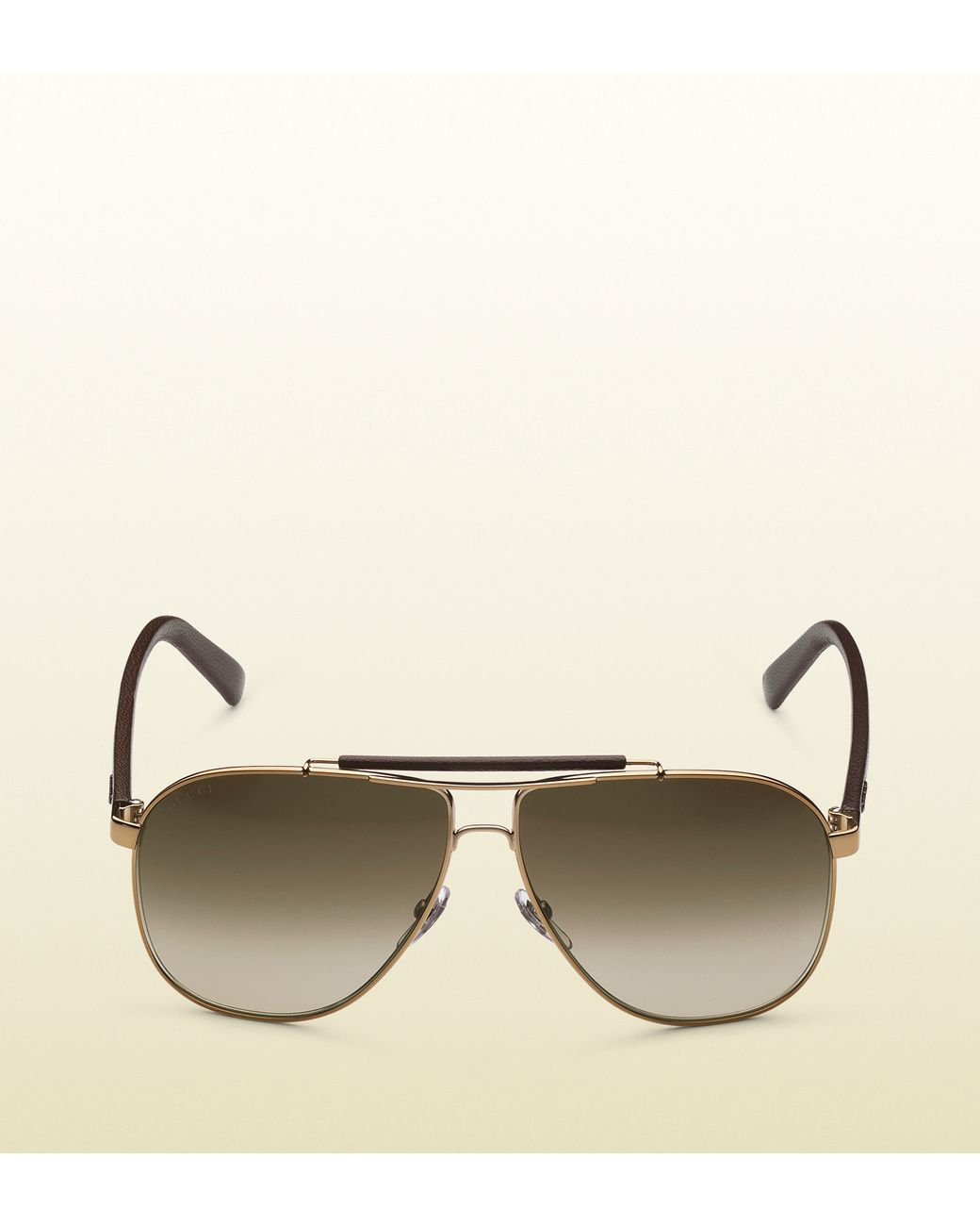 Gucci Aviator Sunglasses with Leather Brow Bar and Temples with Gucci Logo  in Metallic for Men | Lyst