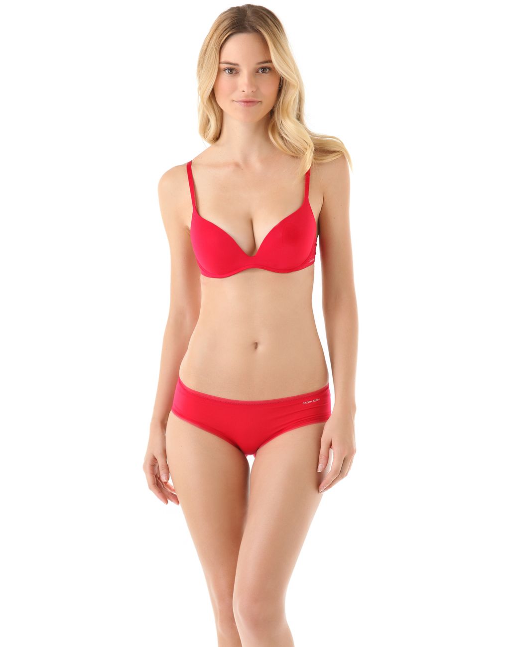 Calvin Klein Push Positive Push Up Bra in Red | Lyst