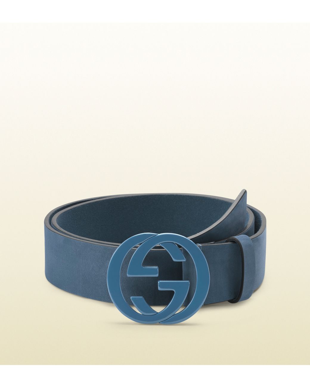 Gucci Sky Blue Leather Belt with Interlocking G Buckle for Men | Lyst