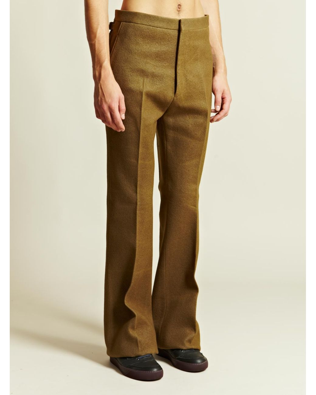 Lanvin Lanvin Mens Large Flare Trousers in Khaki (Natural) for Men | Lyst