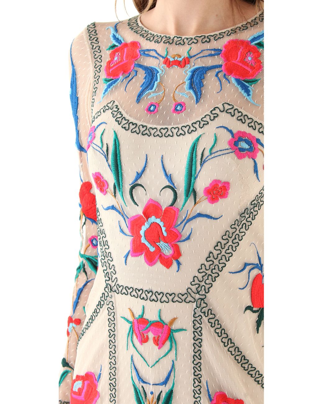 Temperley London Floral Embroidered Gown in Natural | Lyst