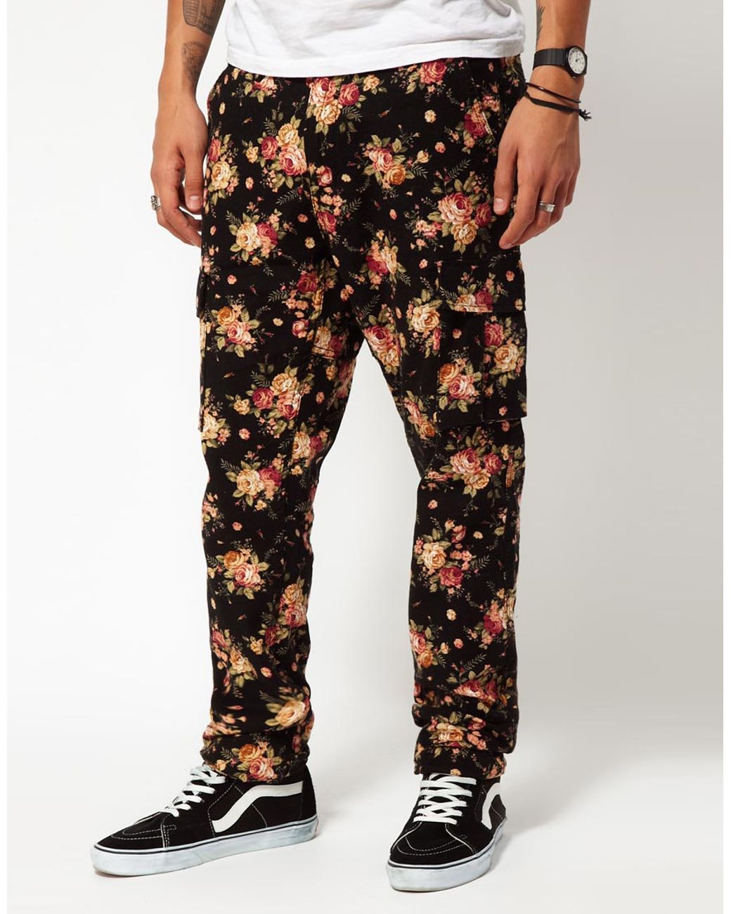 Timberland Cargo Trousers with Floral Print in Black for Men | Lyst