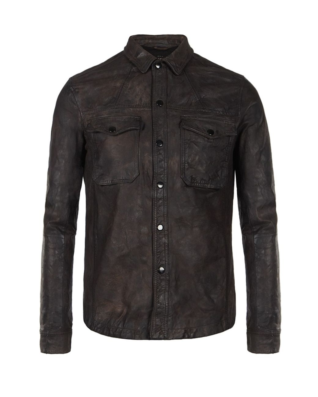 AllSaints Ruin Leather Shirt in Brown for Men Lyst