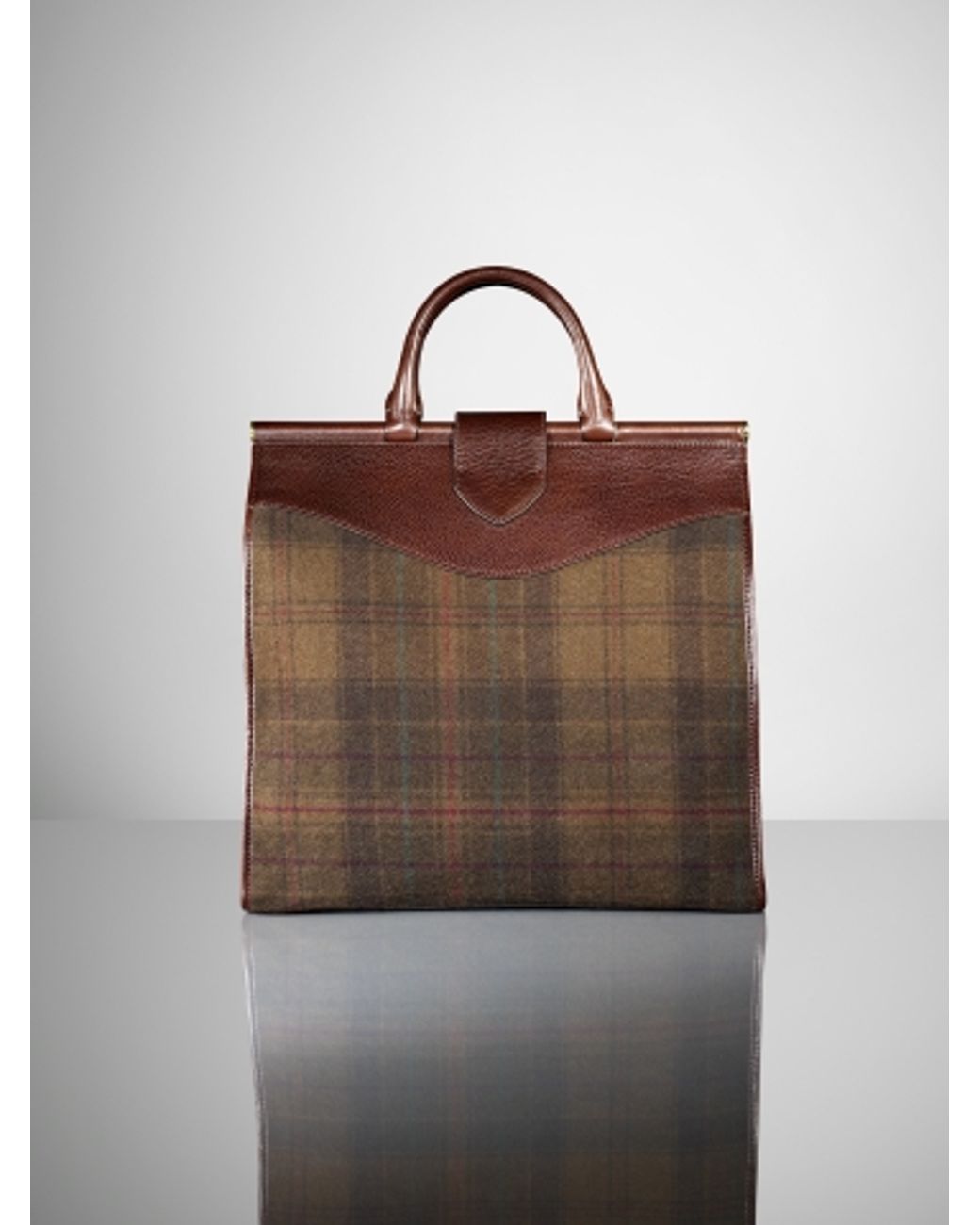 Ralph Lauren Plaid Carlyle Tote in Brown Lyst