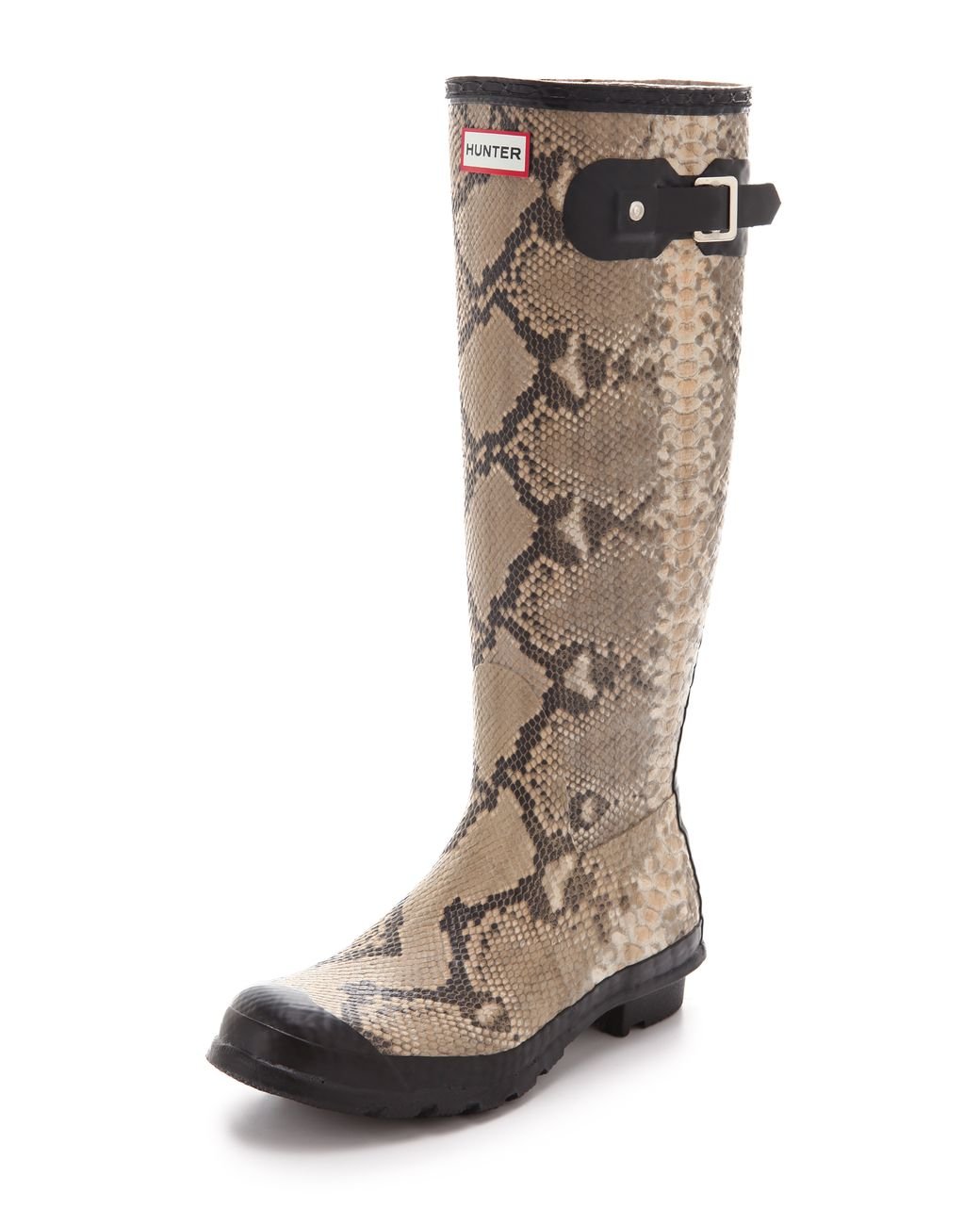 HUNTER Carnaby Snake Rain Boots in Natural | Lyst
