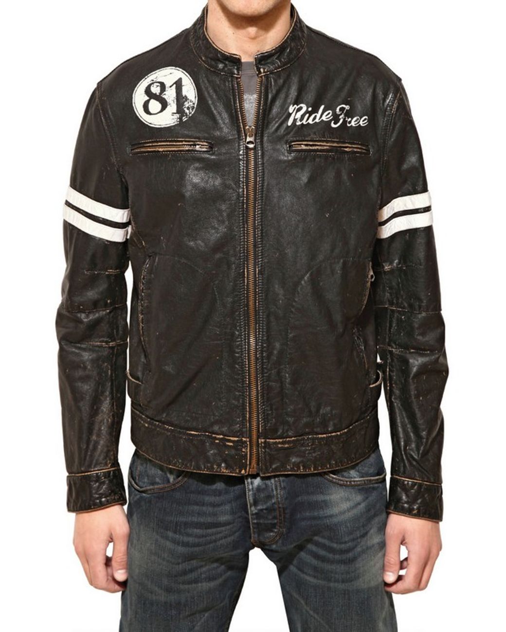 Armani Jeans Vintage Leather Biker Jacket in Black for Men Lyst UK