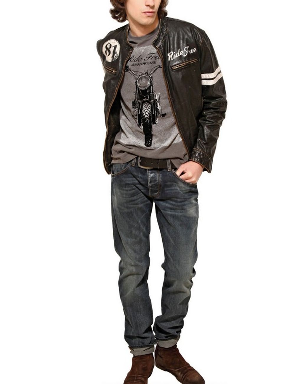 Armani Jeans Vintage Leather Biker Jacket in Black for Men Lyst UK