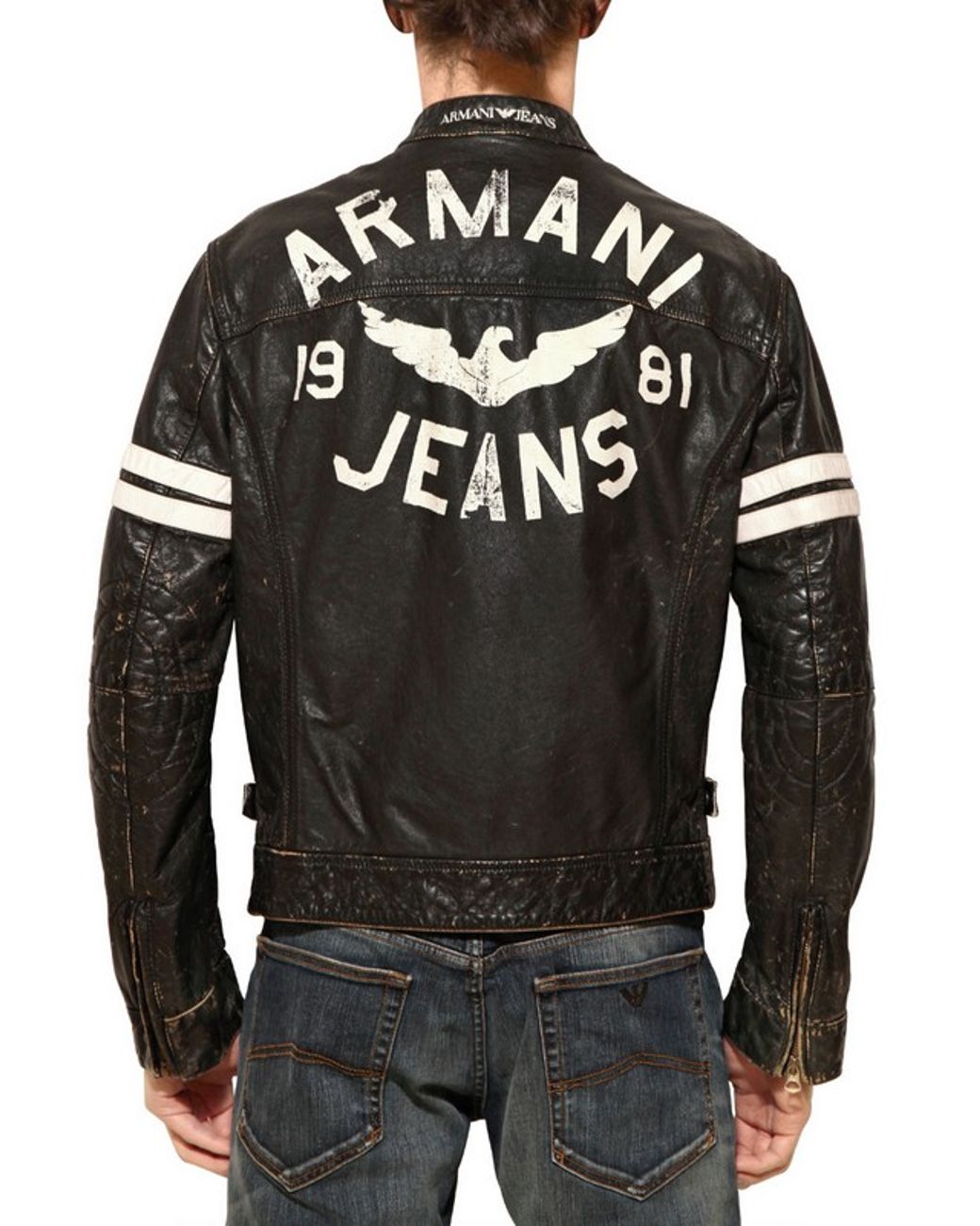 Armani Jeans Vintage Leather Biker Jacket in Black for Men Armani Jeans Vintage Leather Biker Jacket in Black for Men