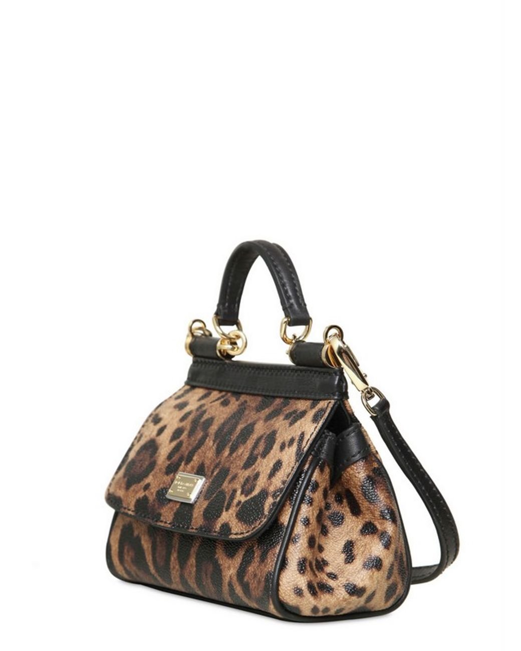 KIM DOLCE&GABBANA Small double-face Sicily bag in crocodile-print calfskin  and leopard-print polished calfskin in Animal Print