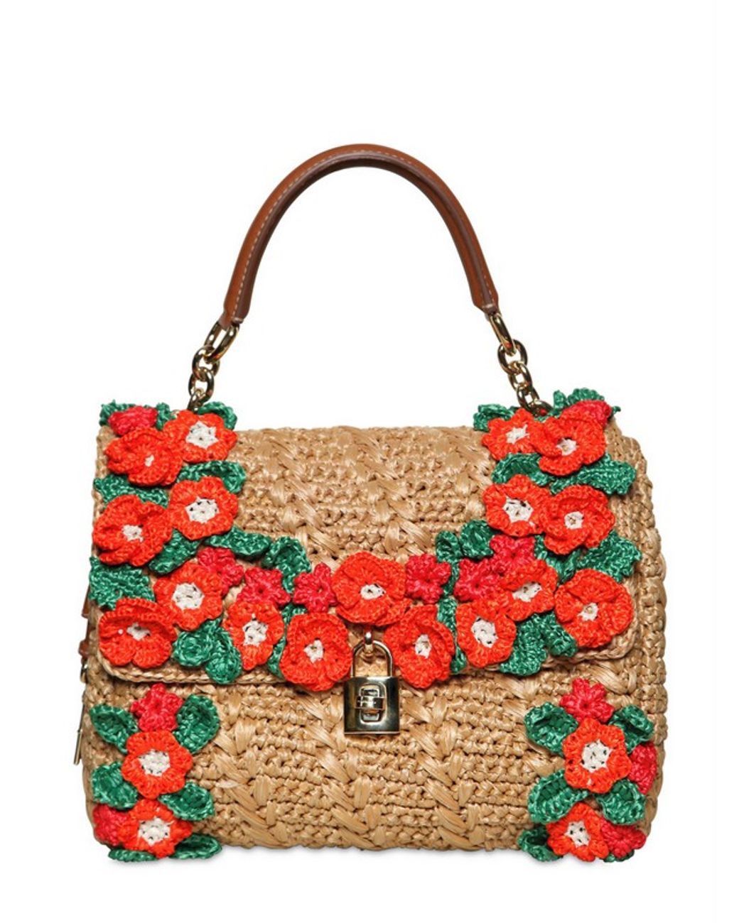 Dolce & Gabbana Crochet Raffia Dolce Bag Top Handle in Natural | Lyst