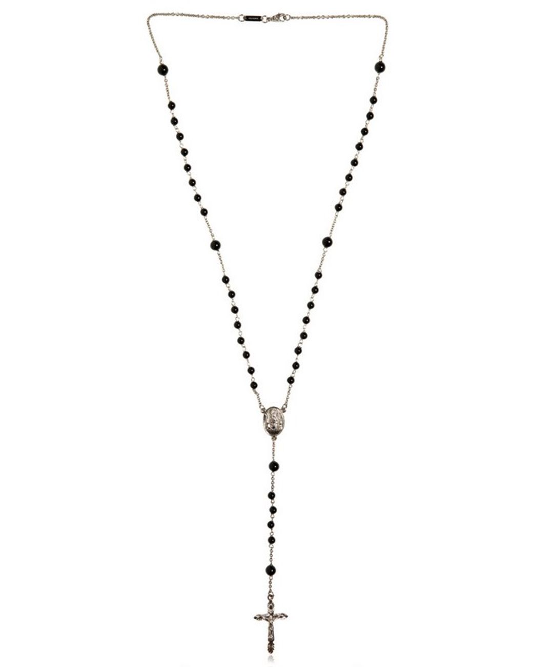 Dolce & Gabbana Silver and Black Onyx Rosary Necklace in Metallic for ...