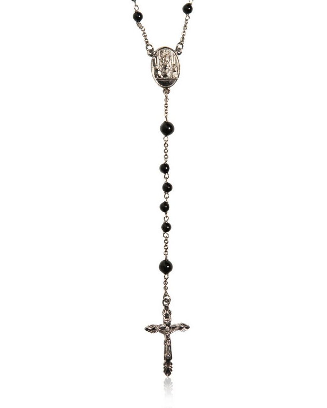 Black Onyx Rosary Necklace 